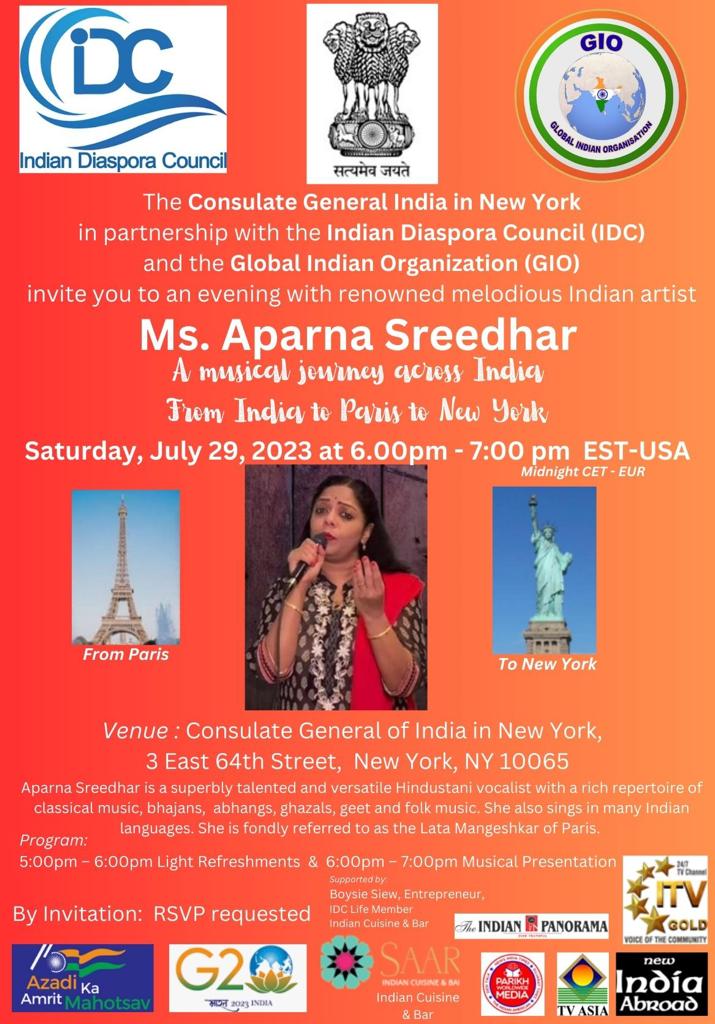 GIOFranceParis's tweet photo. Congrats to Aparna Sreedhar, Cultural Ambassador of GIO France for her outstanding performance at the Consulate General India in New York. Thanks to Amb. @randhir_jk , Consul General of India in NYK for his full support &amp; A.Ramsaran
@IndiainNewYork @JawedAshraf5 @IndiaembFrance https://t.co/DnecaI2w1Z
