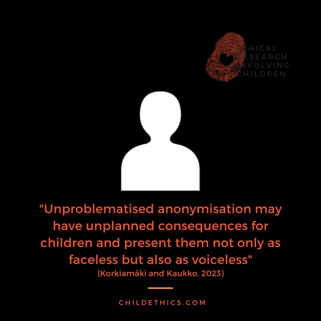 Critical reflection of our practices is essential to ethical research involving children. Our latest library article questioning unproblematised anonymisation. This is an open access article, the full text is freely available to view and download via childethics.com/library/facele…