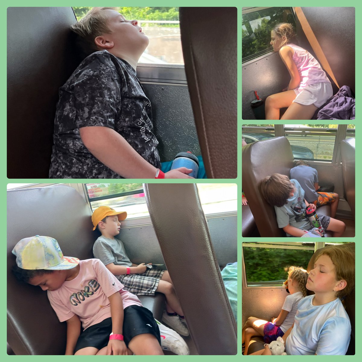 The signs of a successful field trip to Bays Mountain on the bus ride back to Fairmont 🚍#BaysMountain #WeWalkedALot #SoTired😴 #WeAllSleptWellThatNight