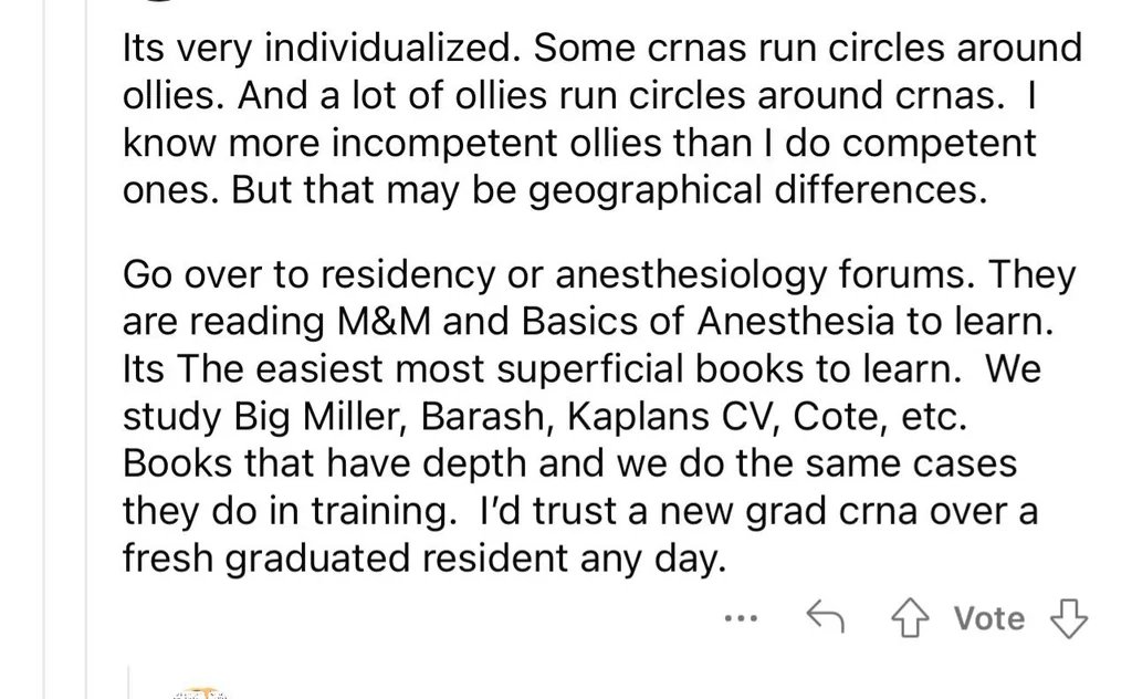 CRNA brags about reading books written by physicians to claim superiority over physicians #MedTwitter #StopScopeCreep #NPsLead?