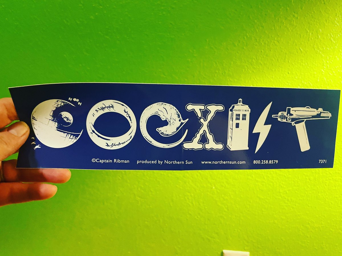 I found this at a thrift shop this weekend, and it had to be mine!

#nerdlife #coexist #bumpersticker #starwars #startrek #thexfiles #lotr #drwho #thriftshopping