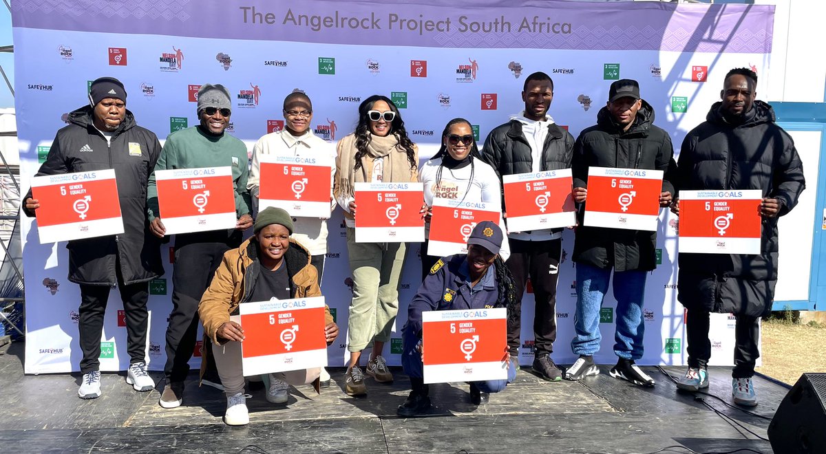 ARProject's tweet photo. My org, the Angelrock Project South Africa, held our 5th annual community soccer match for 800 youth from the informal settlement of Diepsloot in honor of Mandela Day! There was food, music &amp; fun &amp; we amplified gender equality for all &amp; an end to GBV! @ARProjectSA #mandeladay 🇿🇦 https://t.co/eZdzdQxVFL