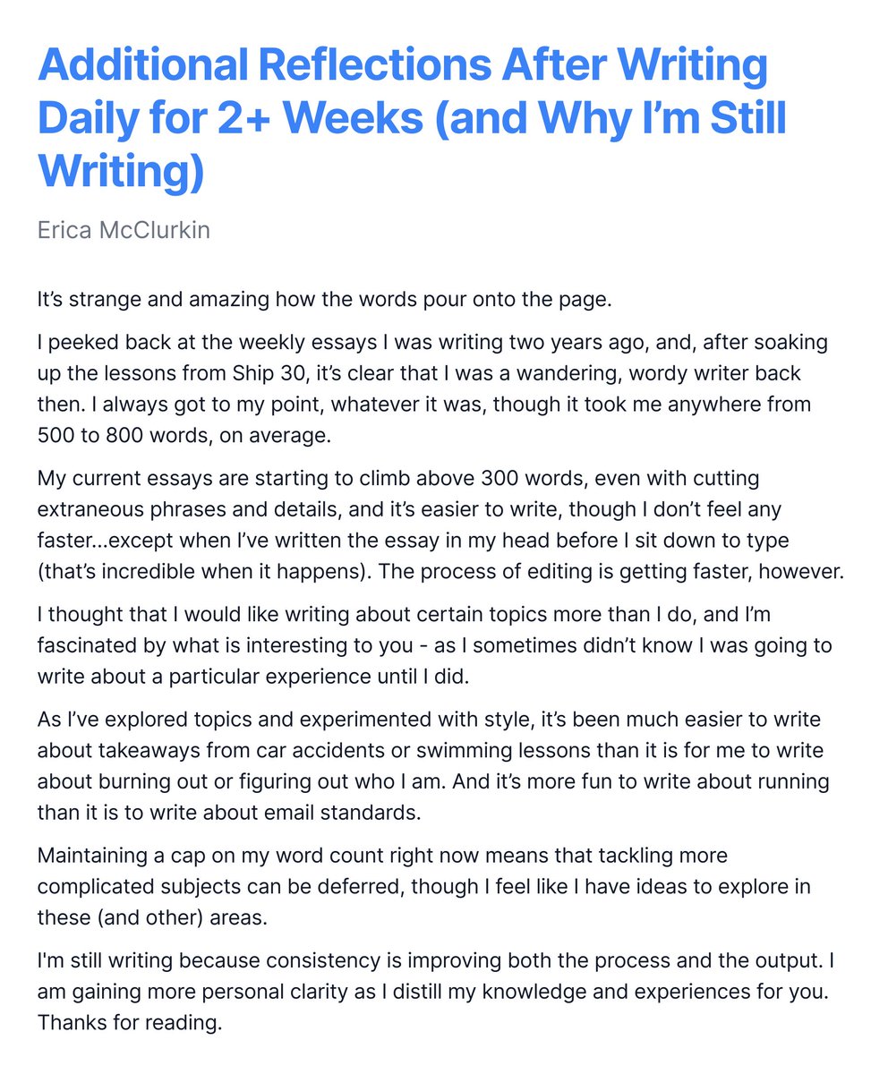 Additional Reflections After Writing Daily for 2+ Weeks (and Why I’m Still Writing). Thanks for reading.