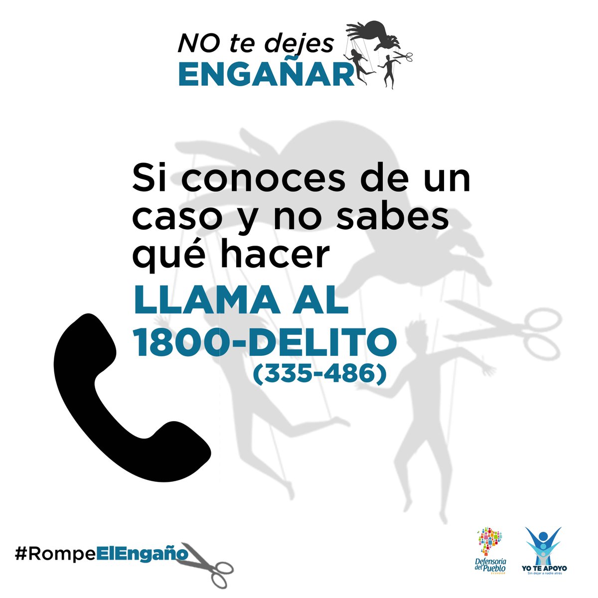betzaj's tweet photo. No permitamos que la trata de personas siga arrebatando vidas y sueños. 

Actuemos como sociedad unida y denunciemos. Anónimamente, comunícate al 1800-delito (335486) o al ECU-911. Los hilos de las mentiras se rompen cuando actuamos juntos. #NoTeDejesEngañar 🚫 #RompeElEngaño ✂️🎭