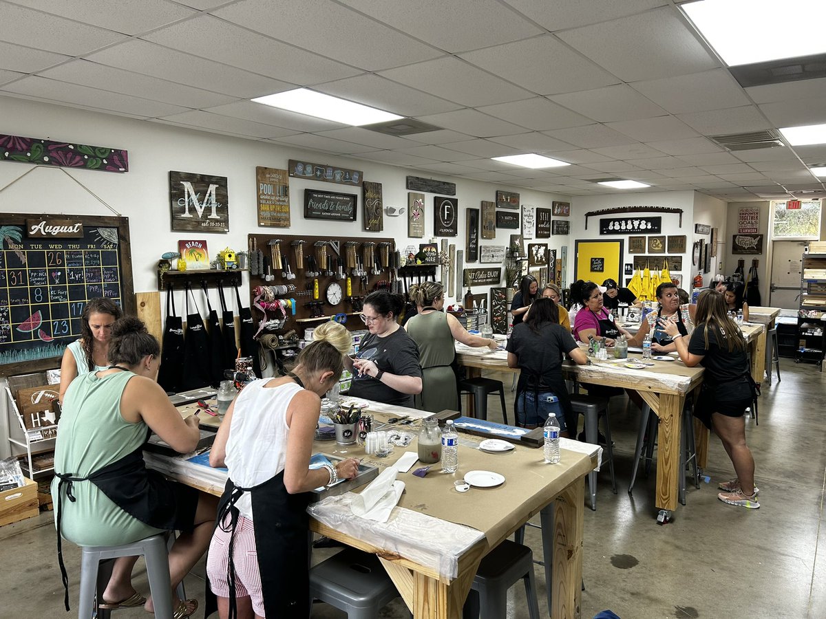 Team building and catching up before school starts!  We are so excited for the school year to begin! #fielderpride <a href="/katyisd/">Katy ISD</a> <a href="/boardandbrushcs/">Board & Brush</a>