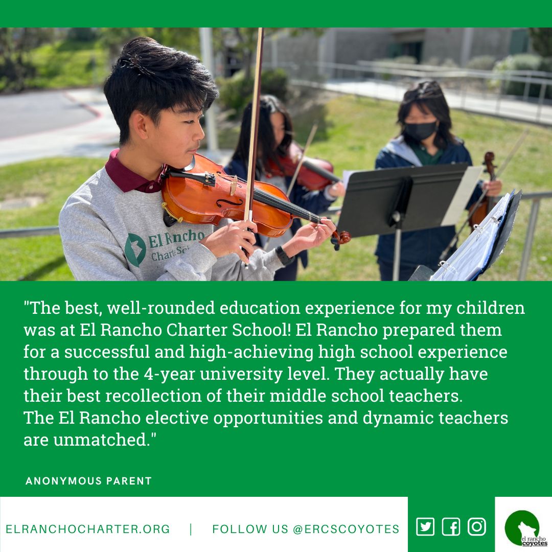 You heard it here. Straight from one of our own Coyote parents. #chooseelrancho

#ercs #elranchocharterschool #charterschool #elrancho #seventhgrade #middleschool #californiaschools #anaheim #anaheimhills #middleschooler #coronacalifornia #2023schoolyear