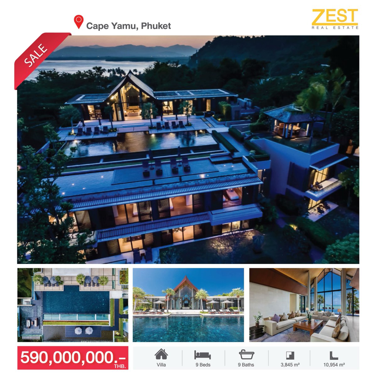 Villa for sale in Cape yamu, Phuket
9 Beds/ 9 Baths/ 3,845 sqm.

590,000,000 THB.
buff.ly/3osJ36x 

#zestrealestate #zestphuket  #luxuryvillas  #PhuketVillas #villainphuket #villaforsale #PropertylnPhuket