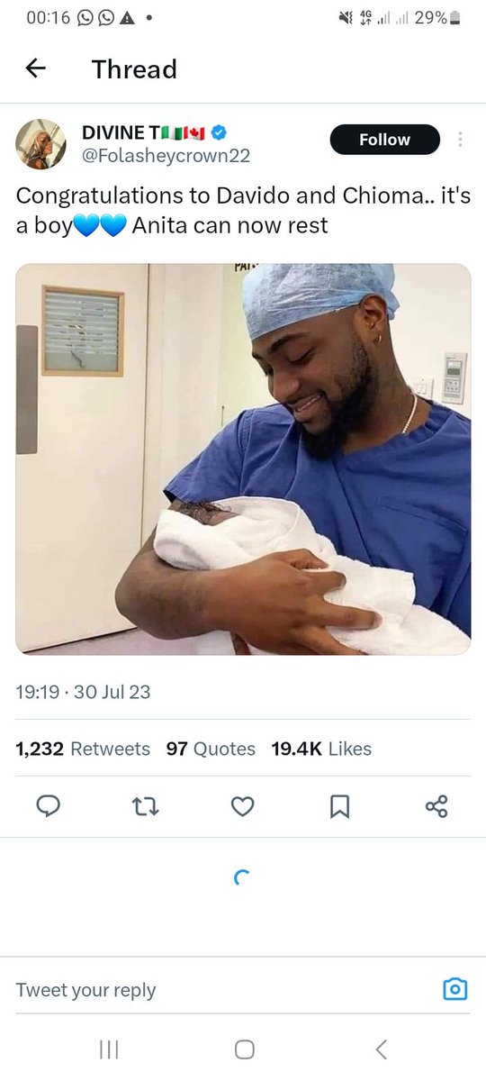 Multipl43829642's tweet photo. Congratulations @davido it's a baby boyyy. https://t.co/ZyoiOmZgjG