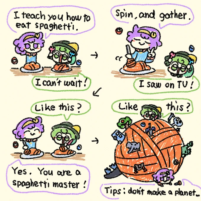 Koishie is good at getting how to spaghetti!