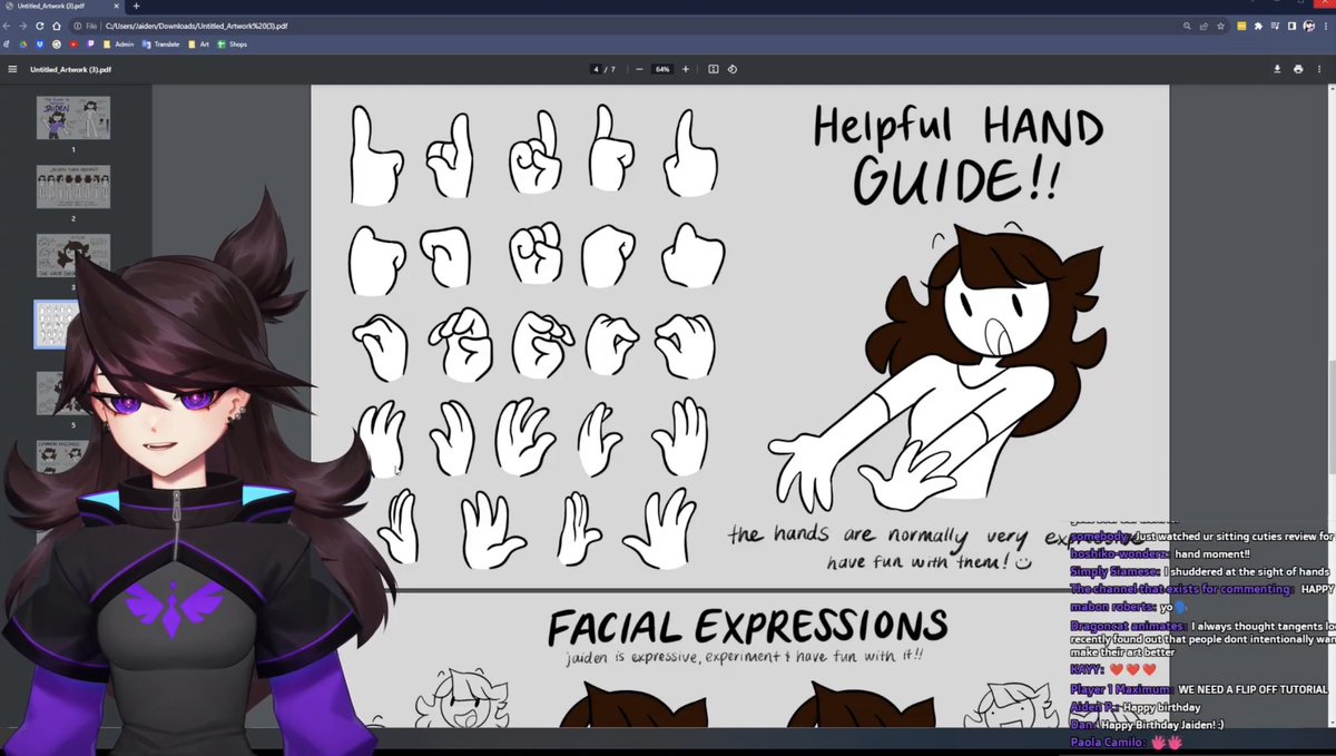Jayden Animation Hand Guide A THREAD OF THE JAIDEN BIBLE: (aka her character reference sheet!)