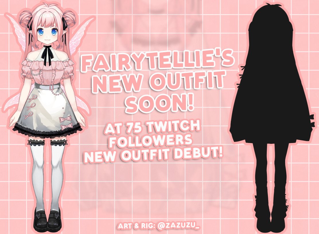 fairytellie's tweet photo. Hype hype hype! New outfit at 75 Twitch followers! We are almost there (2 more)! Come check out my channel if you'd like! :) #VTuber #ENVTuber #VTuberUprising 
https://t.co/opfKtakku9 https://t.co/4D1EewpGSK