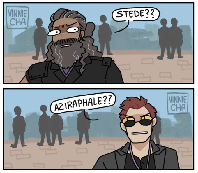 stede and aziraphale having a good time while ed and crowley are fighting for their lives 😔 #goodomens #ofmd