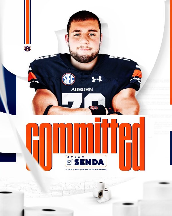 DylanSenda78's tweet photo. COMMITTED!!! #AGTG #WarEagle 🦅

Huge Thanks @CoachHughFreeze ,  @CoachThornton61 , @OLCoachHiller  &amp; @AkMogulla for this AMAZING opportunity! https://t.co/64ki1WZwkA