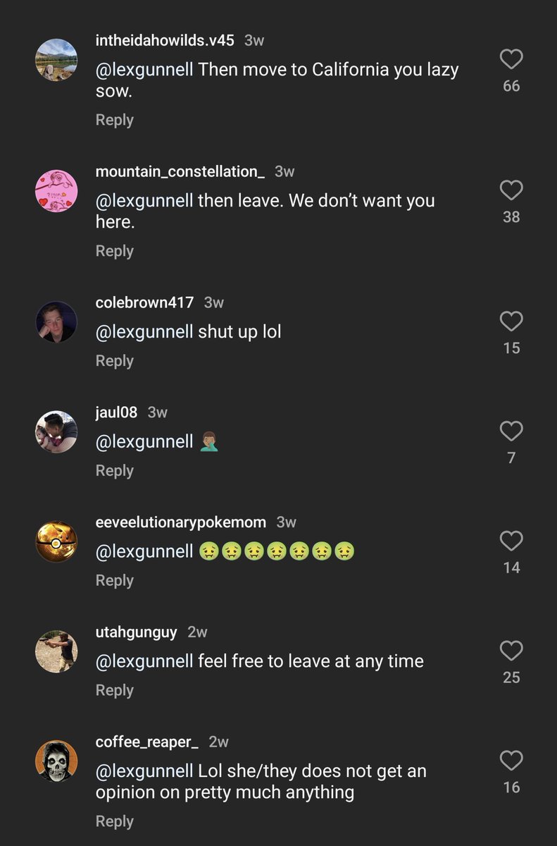 LexInturmoil's tweet image. I posted ONE COMMENT on Instagram about how: maybe, just maybe, it's not the Californians ruining Utah, maybe it's always been this awful. And the Utahns in the replies are just proving my point.