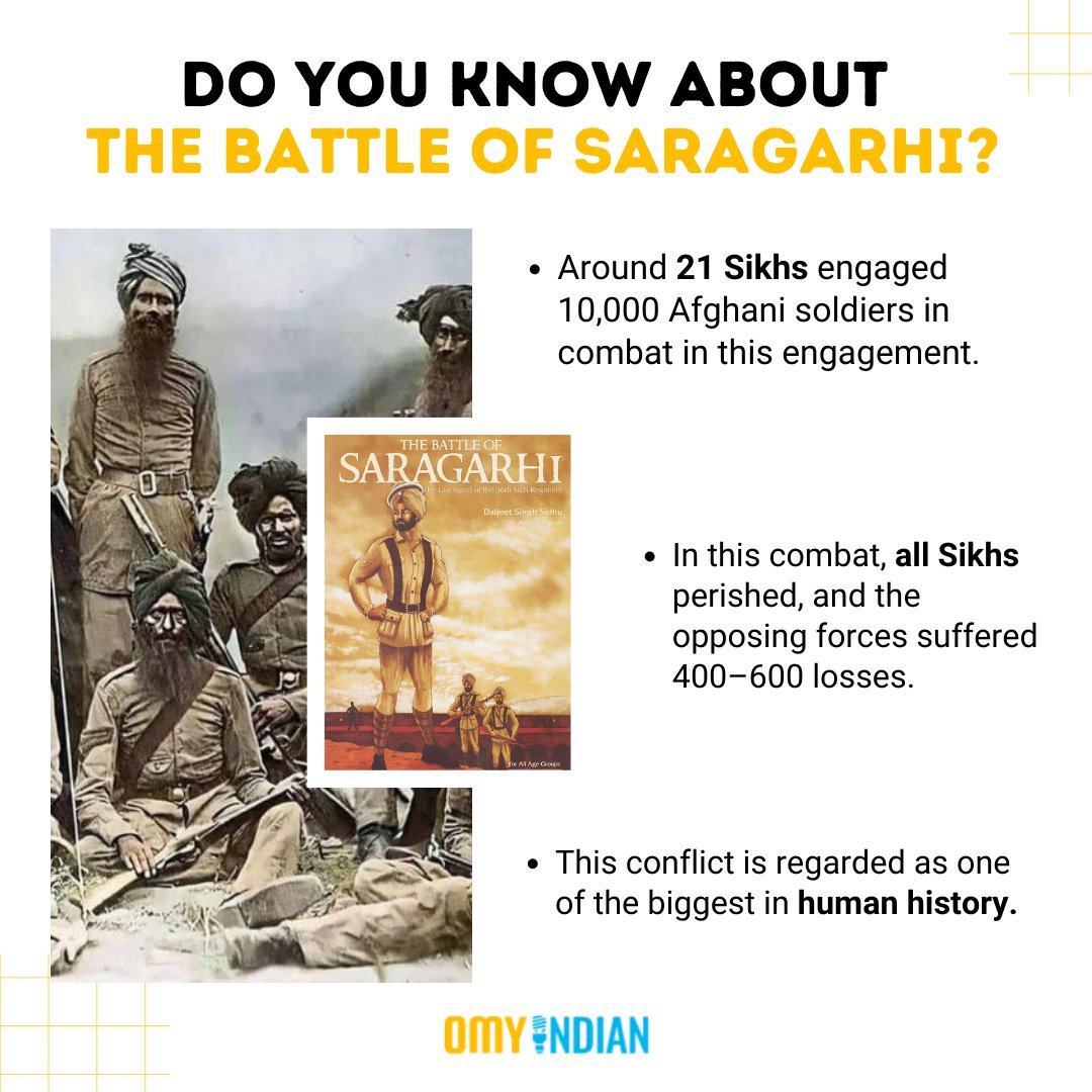 omyindian's tweet photo. They say the Battle of Saragarhi is the greatest last stands in military history, an epitome of valor and sacrifice!🙌🏼

Despite overwhelming odds, they fought till the end, leaving a legacy of bravery that still resonates today. 🇮🇳
#omyindian #battleofsaragarhi #saragarhi #india https://t.co/vydqATM18D