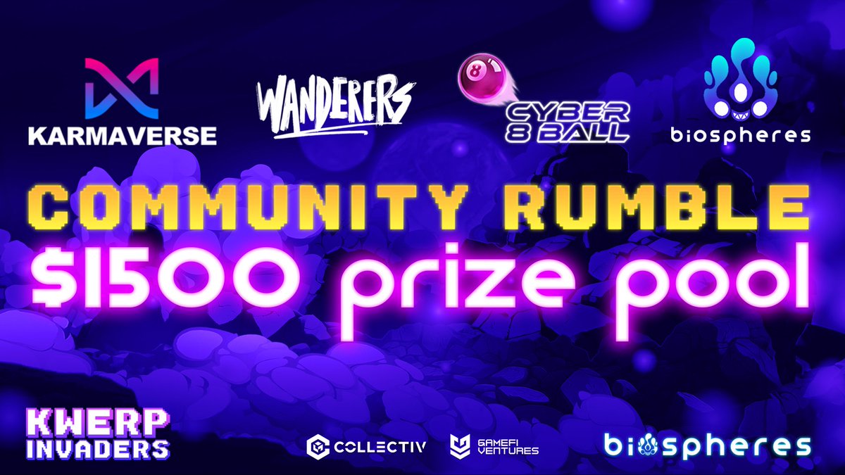 We have the 4️⃣ competing communities for Biospheres' upcoming Community Rumble Tournament.🏆

$1500 prize pool is up for grabs!!💰 

Want to be part of it❓
Stay tuned for the tournament schedule and participation details.
🗣️ Discord: bit.ly/42qQ7yK

#Gaming