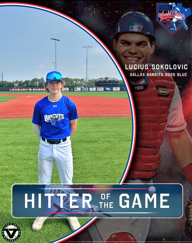 Productive and fun summer of baseball playing with the Dallas Bandits and Athletic Zone.

43 Hits
52 Runs
47 Stolen Bases
18 RBI

Anxious to get back to school with my BL brothers and back in the lab with Coach Sal to resume where we left off.  On a mission!