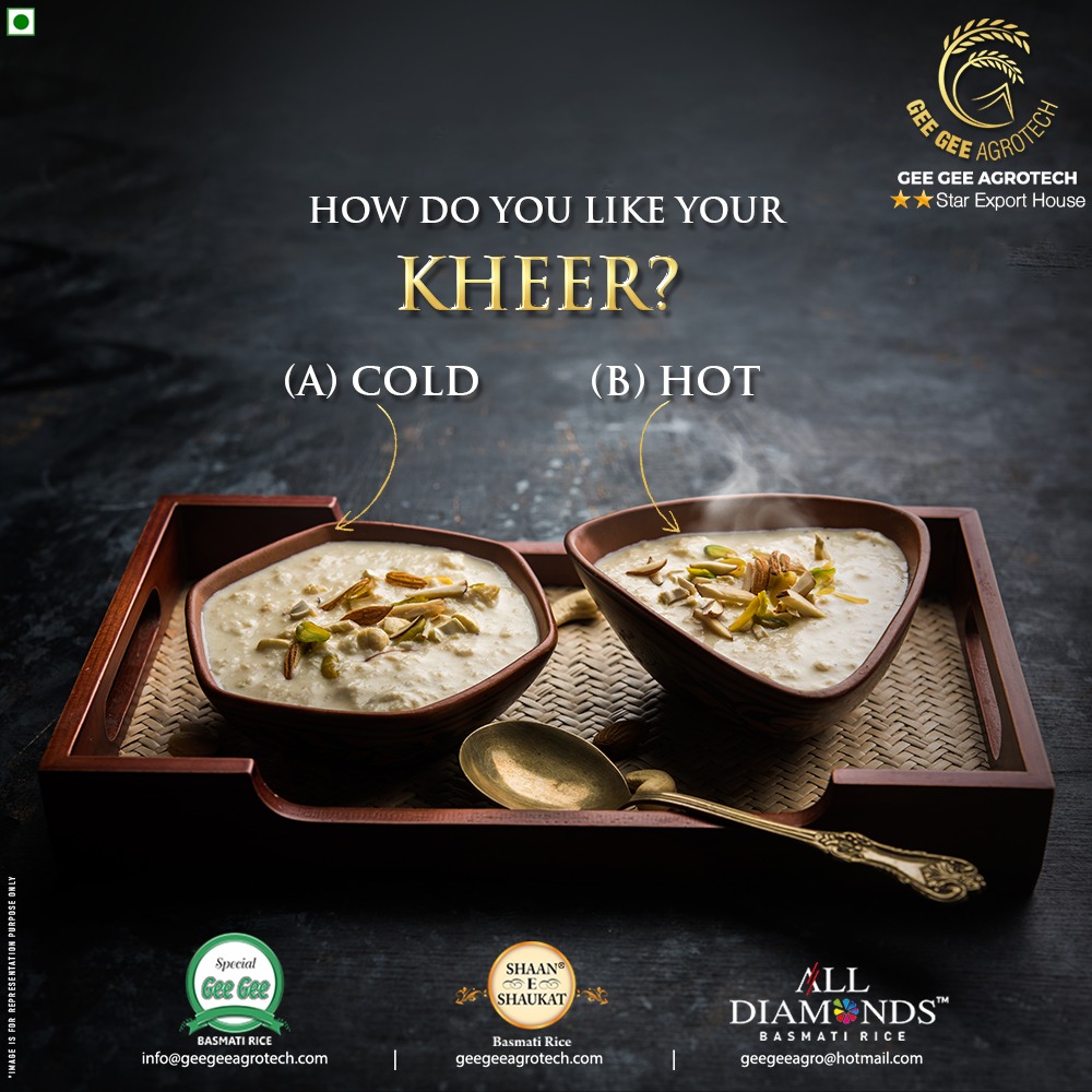 What's your preferred way to enjoy Kheer: Hot or Cold? Share your preferences with us! 👇🏻
.
.
.
#kheerpreferences #hotorcold #delightfultaste #ricepuddinglove #tastychoices #geegeeagrotect #alldiamonds #shaaneshaukatbasmatirice