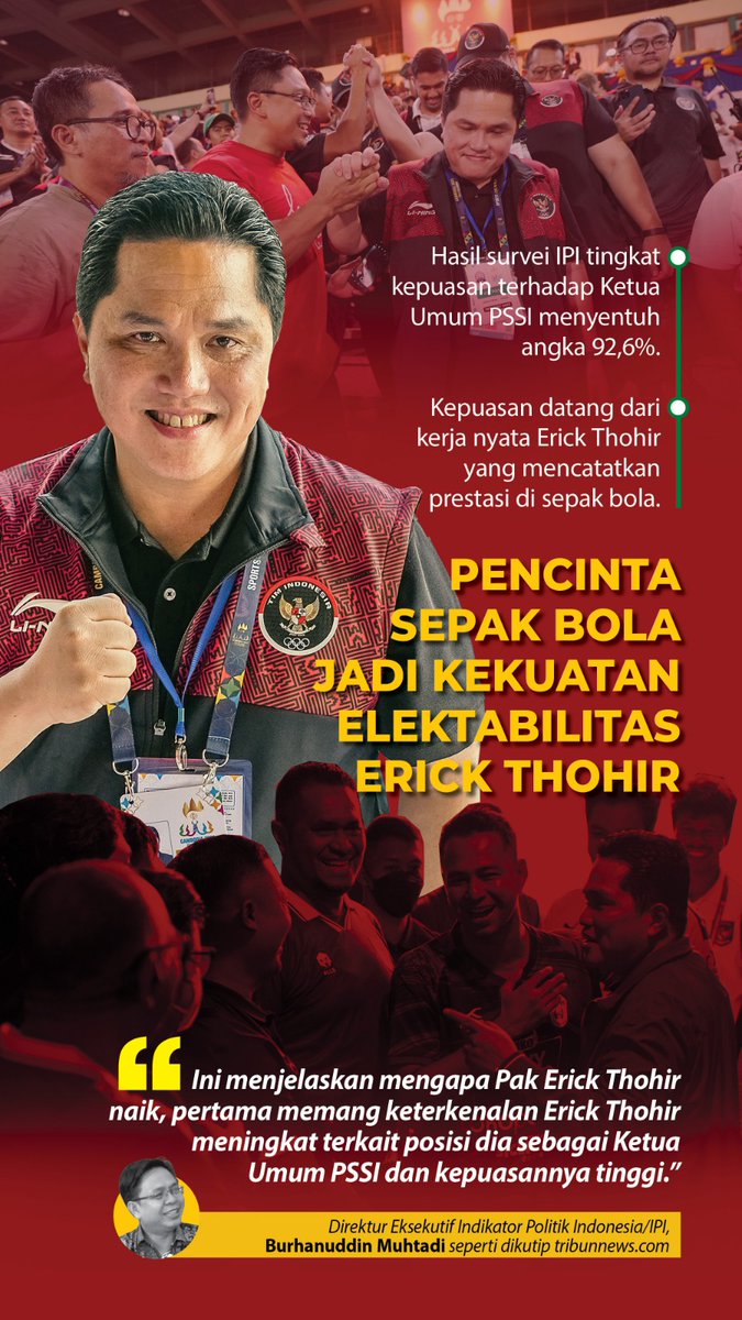 หขสธแตโฟแตสธ (@sydneyzw) on Twitter photo Pecinta Sepak Bola Jadi Kekuatan Elektabilitas Erick Thohir
Direktur Eksekutif Indikator Politik Indonesia Burhanuddin Muhtadi mengatakan, dukungan utk Pak Erick juga datang dari para pecinta sepak bola Indonesia.
<a href="/erickthohir/">Erick Thohir</a>
#GueBarengErickThohir Pecinta Sepak Bola Jadi Kekuatan Elektabilitas Erick Thohir
Direktur Eksekutif Indikator Politik Indonesia Burhanuddin Muhtadi mengatakan, dukungan utk Pak Erick juga datang dari para pecinta sepak bola Indonesia.
<a href="/erickthohir/">Erick Thohir</a>
#GueBarengErickThohir