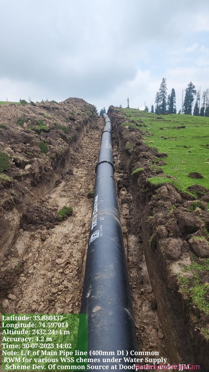#JJM Laying of 400 mm DI for common water source at Doodpathri (Budgam)