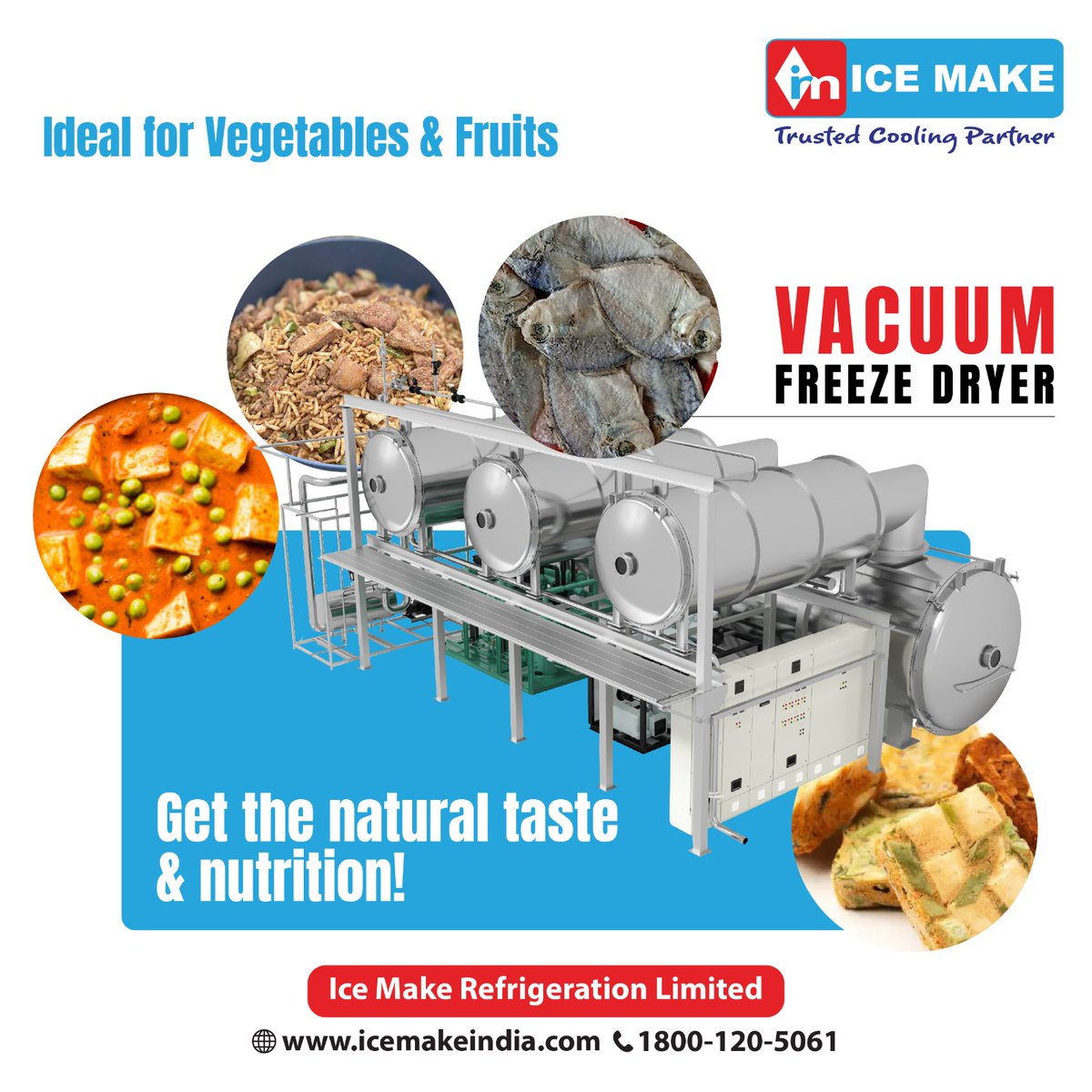 IceMakeRef's tweet photo. The premium range of Vacuum Freeze Dryers maintains the original 
#Icemake #IceMakeIndia #BlastFreezer #blastchiller #frozenstorage #freshstorage #Coldchainsolution #refrigerationindia #refrigeration #chiller #fresh #storage #india https://t.co/4NJJ7nzlH3