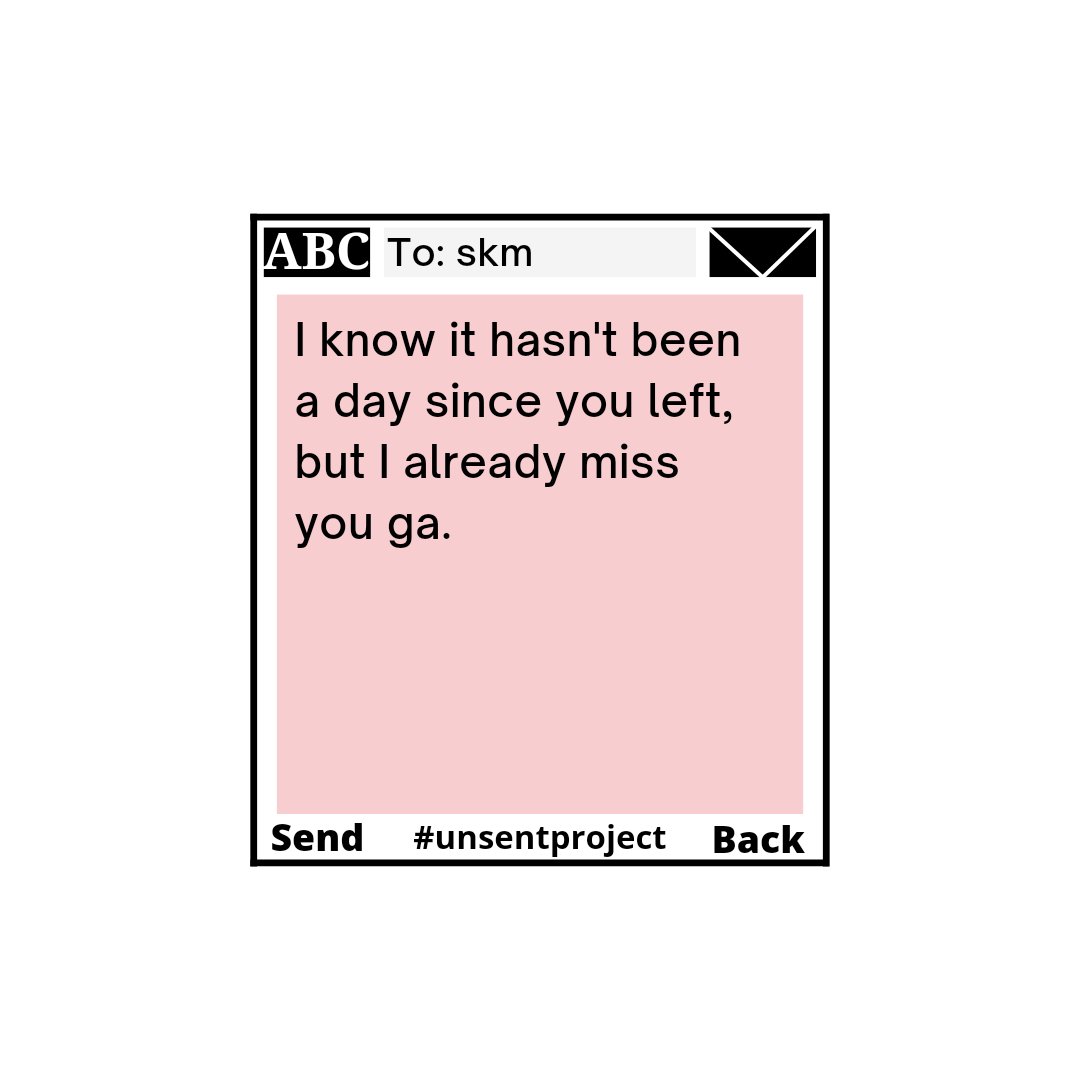 ͏͏͏͏͏͏   
   
SUBMISSION 225  ✎    
The Unsent Project RP      

For you, skm.
͏͏͏͏͏͏ ͏͏͏͏͏͏   
͏͏͏͏͏͏