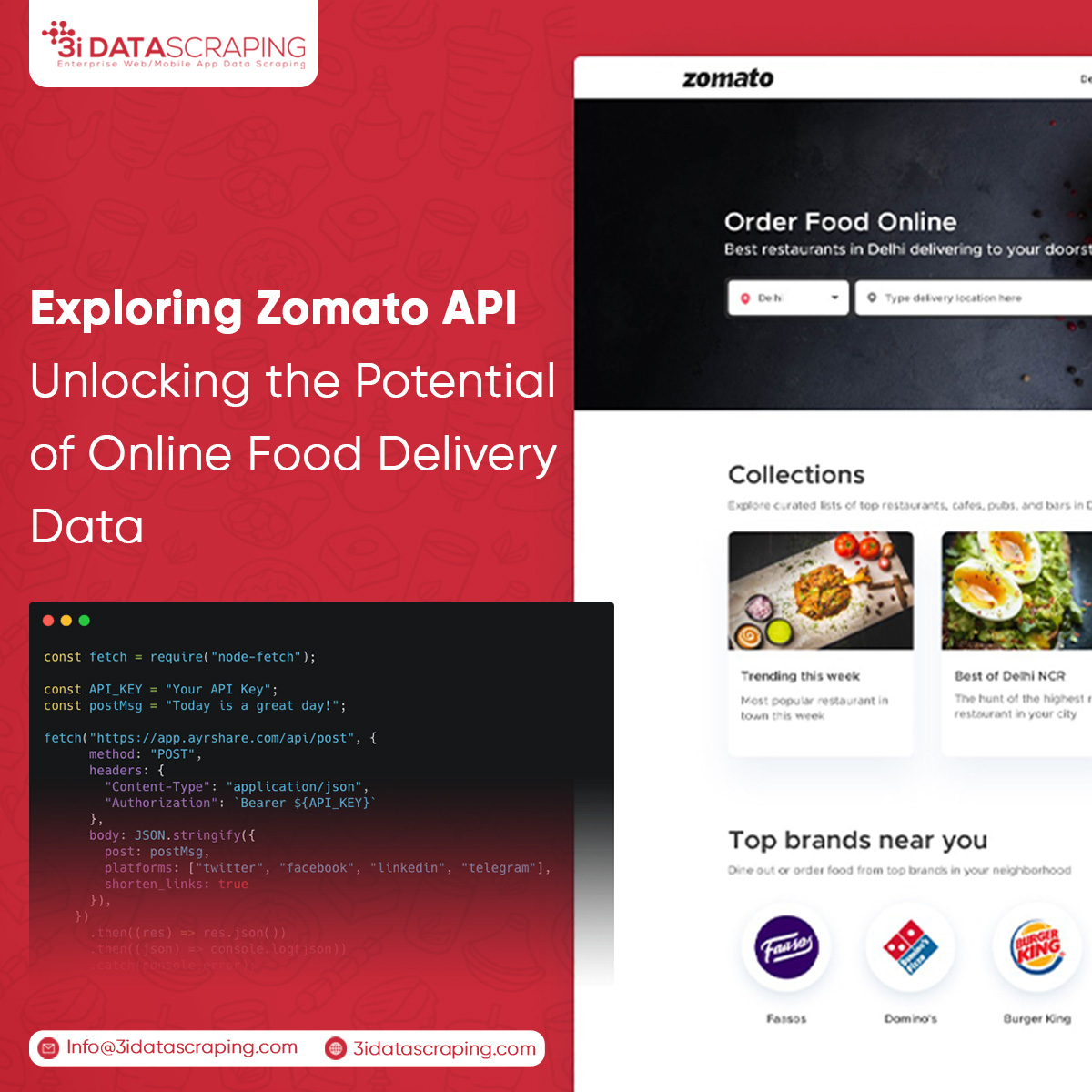 3idata_scraping's tweet image. Savor the possibilities of #ZomatoAPI! Unlock the potential of online food delivery data and elevate your culinary ventures!

3idatascraping.com/zomato-api-for…

#FoodDeliveryInsights #FoodTech #3idatascraping