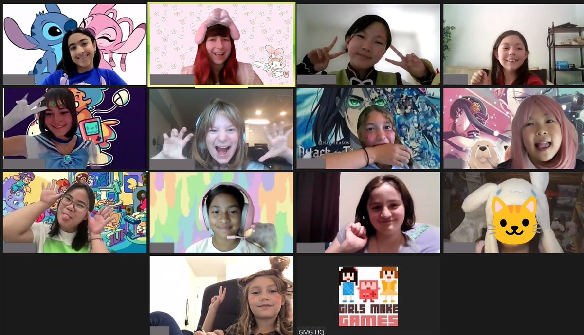 devirtualizing's tweet image. had a truly delightful time being a @GirlsMakeGames camp counselor this summer 💗 im so proud of my campers &amp;amp; the legendary horror farming sim they made (which features a powerful pink shiba inu named Big Boy 😆)