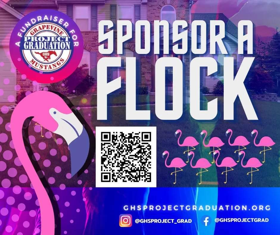 GHSProject_Grad's tweet image. We are looking for Community Partners to &quot;Sponsor a Flock&quot;. The flocks will travel around the GCISD area promoting Project Graduation 2024!  

Your organization&apos;s sign will travel with a Flock September - April. ghsprojectgraduationorg.wordpress.com
#pg2024