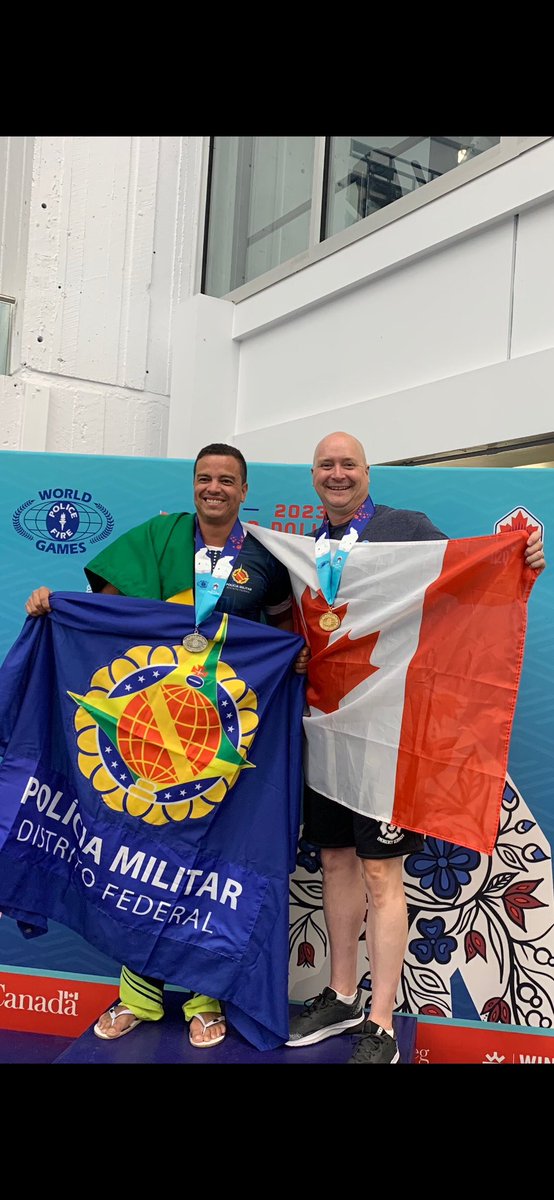 Cal495's tweet image. Day 1 #WPFG2023 update: 1 race, 1 gold medal. 100m freestyle for the 45-49 age group. 1 race tomorrow on day 2, 3 more on day 3. Gotta keep it rolling! @BPFFA1068 @BramptonFireES