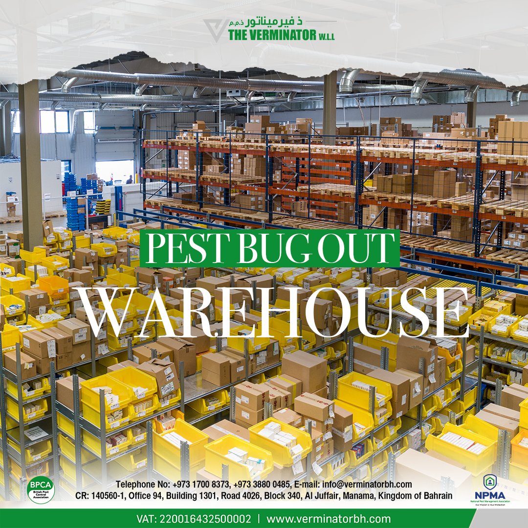 verminatorwll's tweet photo. Protect your inventory and reputation with professional pest control solutions. 

 call us -☎ +973 17008373
+973 38800485
🌐 https://t.co/pBRpkBwlol

#WarehousePestControl
🐜 #ProtectYourInventory #Bahrain 
#يازينب  #ليله_الوحشه  #محمد_ابن_الذيب  #محمد_ابن_الذيببب https://t.co/1wTicvIHRx