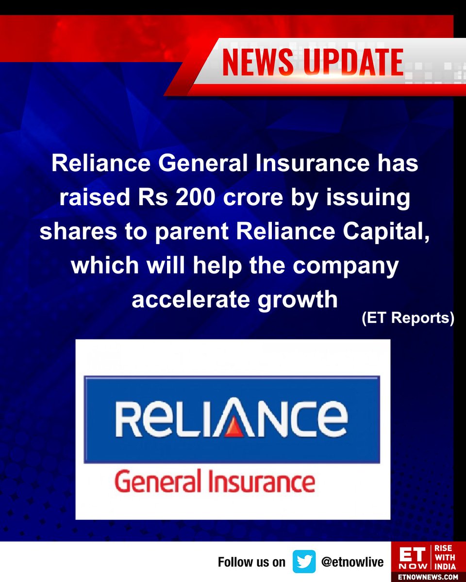 ET Reports | Reliance General raises Rs 200 crore from Reliance Capital

#RelianceCapital #RelianceGeneralInsurance