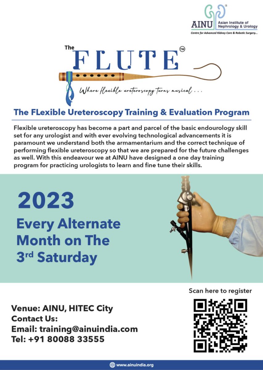 The FLUTE ๐ช (@thefluterirs) on Twitter photo Dear friends, we are half way through this year and It's about time for the 7th Edition of the FLUTE program on Aug 19th 2023 We select 6 eligible candidates for this hands-on training program click this link ๐
ainuindia.org/training-progrโฆ
<a href="/drragoori/">๐ฟ๐๐๐ฅ๐๐ ๐๐๐๐ค๐ค๐ง๐</a> <a href="/ainuindia/">Asian Institute of Nephrology and Urology</a> <a href="/usioffice/">Urological Society of India ๐ฎ๐ณ</a> <a href="/YouthUSI/">YOUsi</a> Dear friends, we are half way through this year and It's about time for the 7th Edition of the FLUTE program on Aug 19th 2023 We select 6 eligible candidates for this hands-on training program click this link ๐
ainuindia.org/training-progrโฆ
<a href="/drragoori/">๐ฟ๐๐๐ฅ๐๐ ๐๐๐๐ค๐ค๐ง๐</a> <a href="/ainuindia/">Asian Institute of Nephrology and Urology</a> <a href="/usioffice/">Urological Society of India ๐ฎ๐ณ</a> <a href="/YouthUSI/">YOUsi</a>