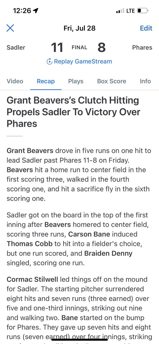 ThisisKBeav's tweet photo. Grant finally squared one up for a 💣! Grant had been in a bit of a slump but kept fighting. Five RBI game ! https://t.co/n6FsY1dFgH