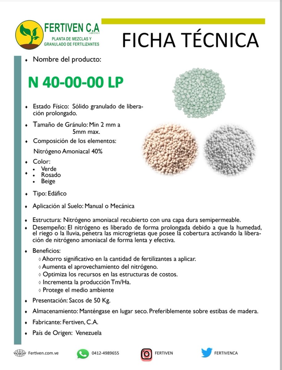 FERTIVENCA's tweet photo. 40-00-00 LP, urea recubierta de Liberación Prolongada, mejora el desempeño de la fuente de nitrógeno, la codificamos según el color que pida el cliente. @Bolotinsubero @PrensaPequiven @TellecheaRuiz @HAbreuMRT @IndustriasVE 
@Munagropecuario @agromarketingc1 @AgroVenezuela https://t.co/Unbzaumw1m