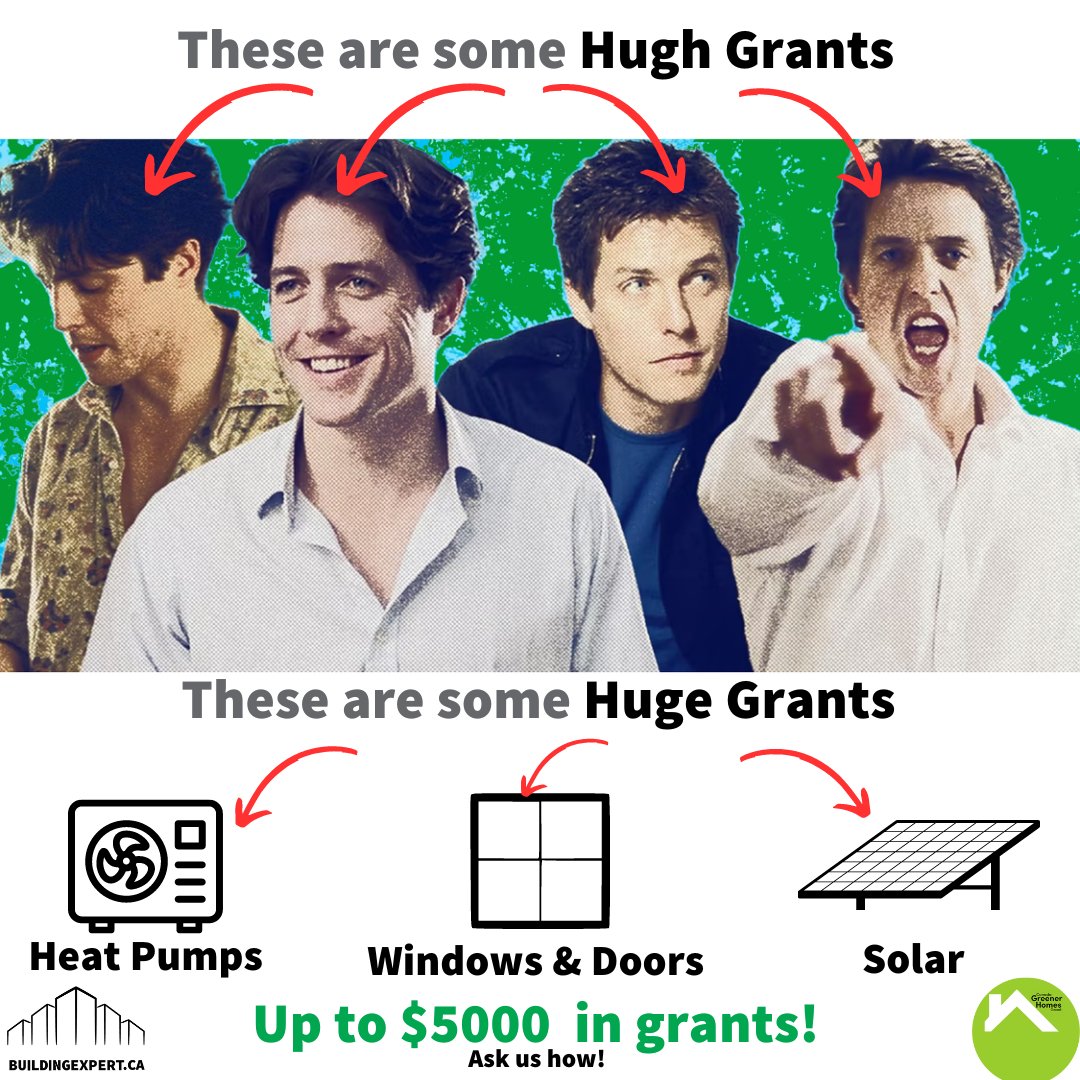 Grant vs Grants. One is charming, one saves you money.

Ask us about either!

#greenerhomescanada #Grants