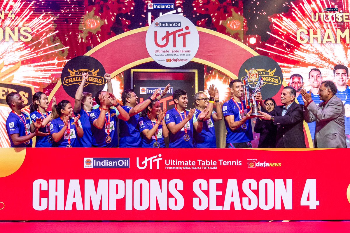 ShrinivasDempo's tweet photo. Goa Challengers have done it ! The UTT trophy comes to Goa. Viva, Goa Challengers! https://t.co/5rzpuxnGGR