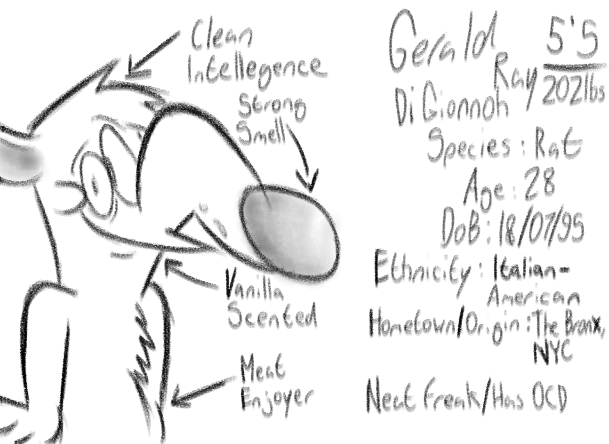 Bohbot2002's tweet photo. Gerald's Bio Reference!
#characterdesign #characterart #characterillustration #CartoonArt #illustration #artwork #digitalart #digitalillustration #digitalsketch #cartoonrat #mouse #rat #Anthro #anthroart #owncharacter #oc #bioreference
#ocreference #ocreferencesheet https://t.co/2Zr6ozsPuC