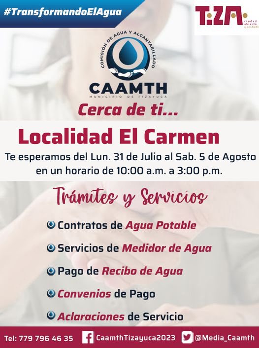 lemonmexico's tweet photo. #Tizayuca; ¡La CAAMTH, cerca de ti! 💦
Te espera en la localidad del Carmen en las oficinas del consejo de colaboración, ubicadas en Calle Miguel Hidalgo #42. 
¡Recuerda! El Agua es de todos, la CAAMTH 💧 eres tú.

📍 https://t.co/K4U0IizVx2… 

#CAAMTH
#CuidaElAgua https://t.co/GSBPaGuhzw