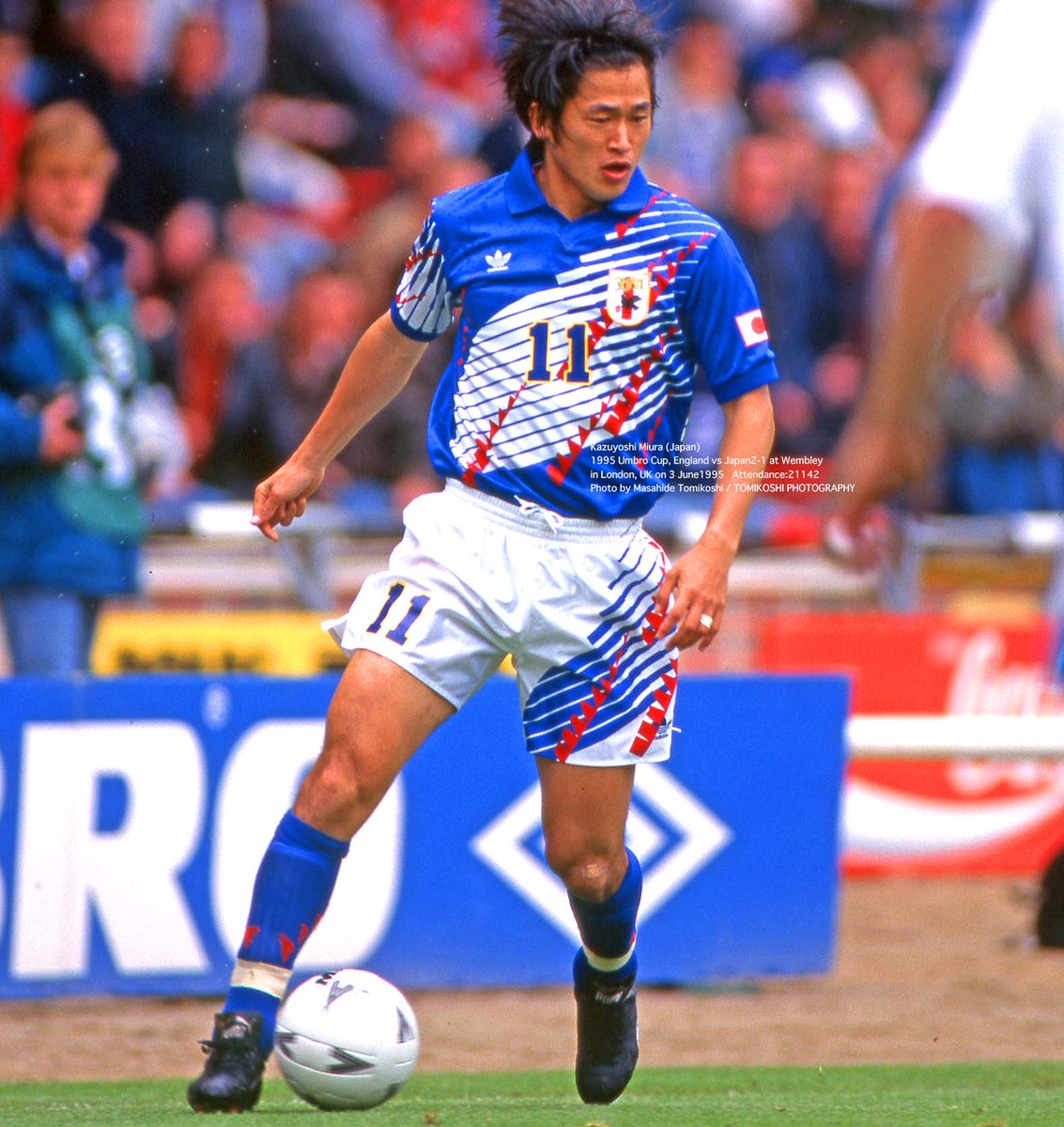 Kazuyoshi Miura (Japan) 1995 Umbro Cup, England vs Japan2-1 at