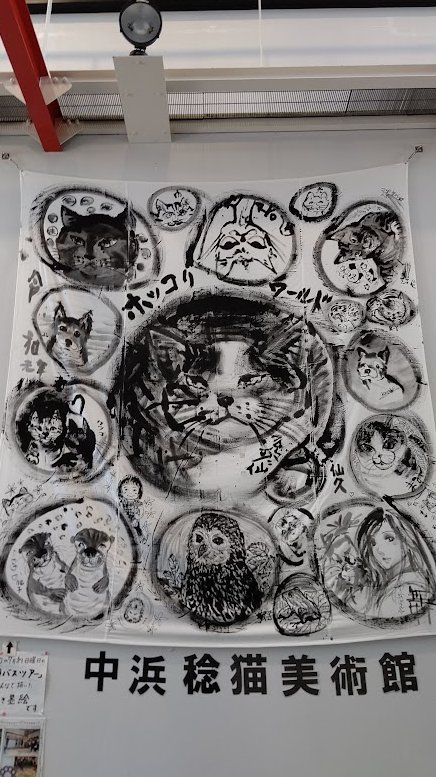 淡路島を通過中に看板が目に入って立ち寄った 「中浜稔 猫美術館」  あっちもこっちも猫の墨絵という、猫好きにはたまらない美術館でした。展示されてる絵が印刷されたグッズとかポストカードとかもあったよ。  nekobijyutsukan.com/