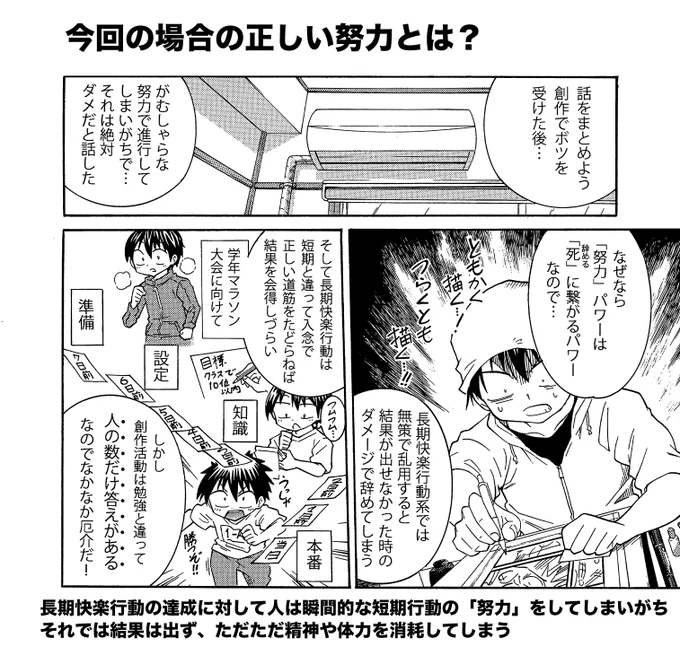 世の中にはやると害になる「やってはダメな努力」があるという話(4/4)   創作の場合のこの時の正しい努力は ・好きを正しく認識する ・他人の意見を取得する ・好きの拡散 などです  ともかく「好き」な思いを1秒でも早く復活させるのが先決です。