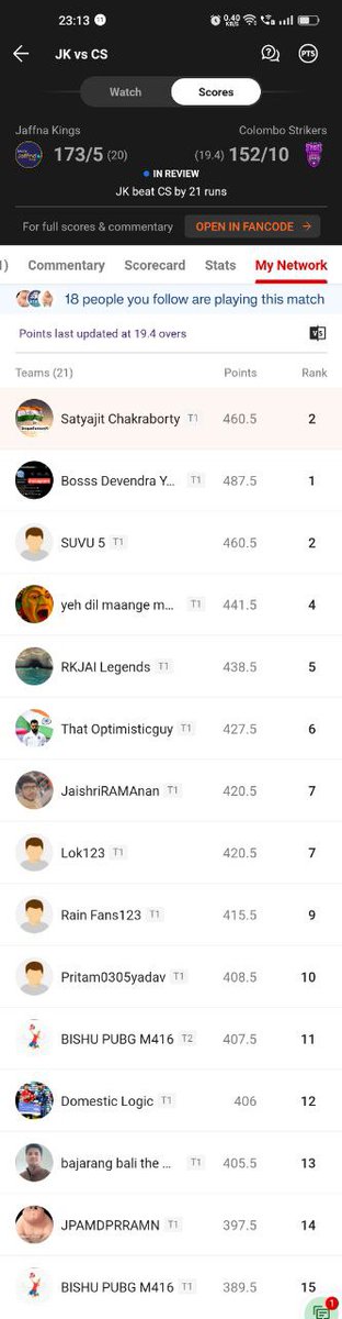 1st match of LPL. Bad captaincy of Perera cost. Dilshan one more over in pp, I sure about duockewellas gone. Everything going on telegram chanel. Link on description. <a href="/Alone_Marwari/">Alone Marwari</a> <a href="/FantasycricPro/">Fantasy Cricket Pro 🏏 (Viren Hemrajani)</a> <a href="/Lokendr_123/">Lokendra Sharma</a> <a href="/pritamgarv/">Pritam Yadav</a> <a href="/Rawat2203/">Aaj mai jitunga Raja</a> #LPL2023 #THEHUNDRED