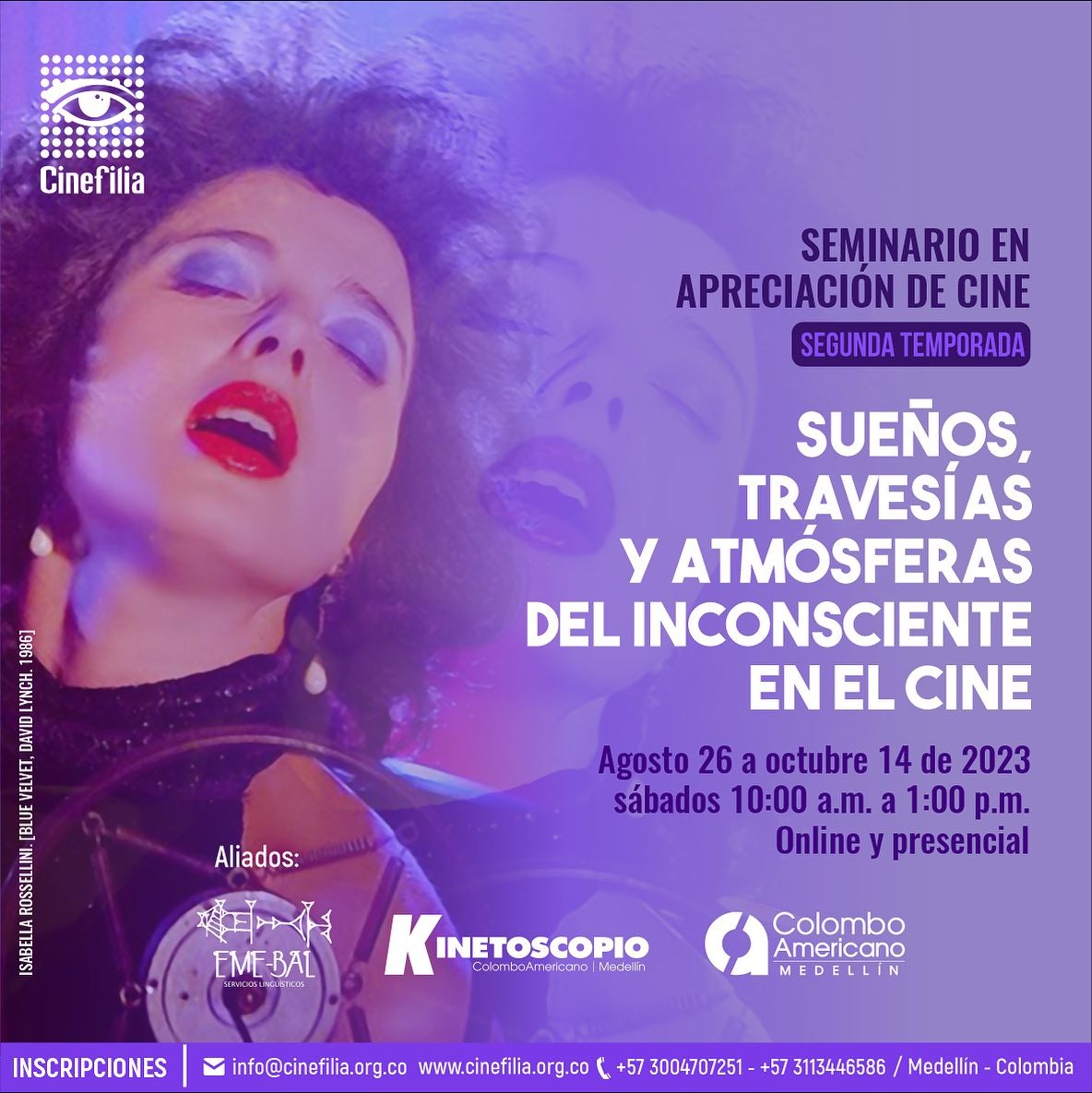 Cinefiliaorg's tweet photo. ¡Estamos de vuelta!
Segunda temporada para el Seminario de Cine y Psiconálisis. 
Contaremos con la presencia de docentes argentinos y colombianos. 
Modalidad virtual y presencial.
¡Inscríbete!
https://t.co/BMeElMjM0b
@colombomedellin @Comfama https://t.co/W05uZiFKEh