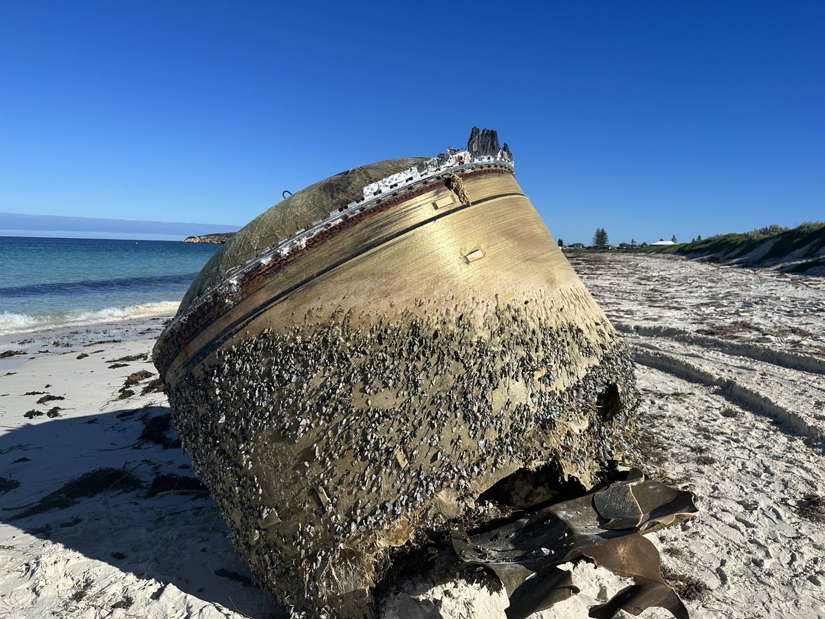 We have concluded the object located on a beach near Jurien Bay in Western Australia is most likely debris from an expended third-stage of a Polar Satellite Launch Vehicle (PSLV). 

The PSLV is a medium-lift launch vehicle operated by <a href="/isro/">ISRO</a>.  

[More in comments]