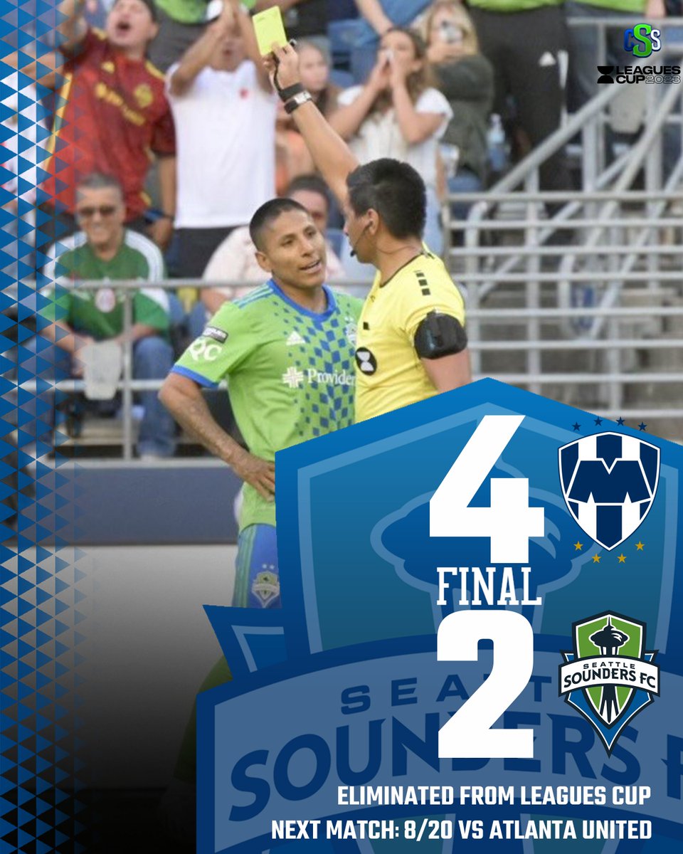 CirclingSports's tweet photo. FINAL: After coming out hot with two goals in the first six minutes, our @SoundersFC fall to @Rayados and are done in this years Leagues Cup.

Photo by @Bryans206 

#Sounders #VamosSounders #Rayados #MTYvSEA #LeaguesCup #MLS2023 https://t.co/9wAoWOOkb9