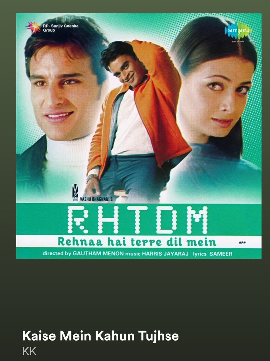 arey iske poster me hmesha se saif ali khan tha magar mujhe aajtak laga ki is movie me sirf r mandhavan aur dia mirza hai