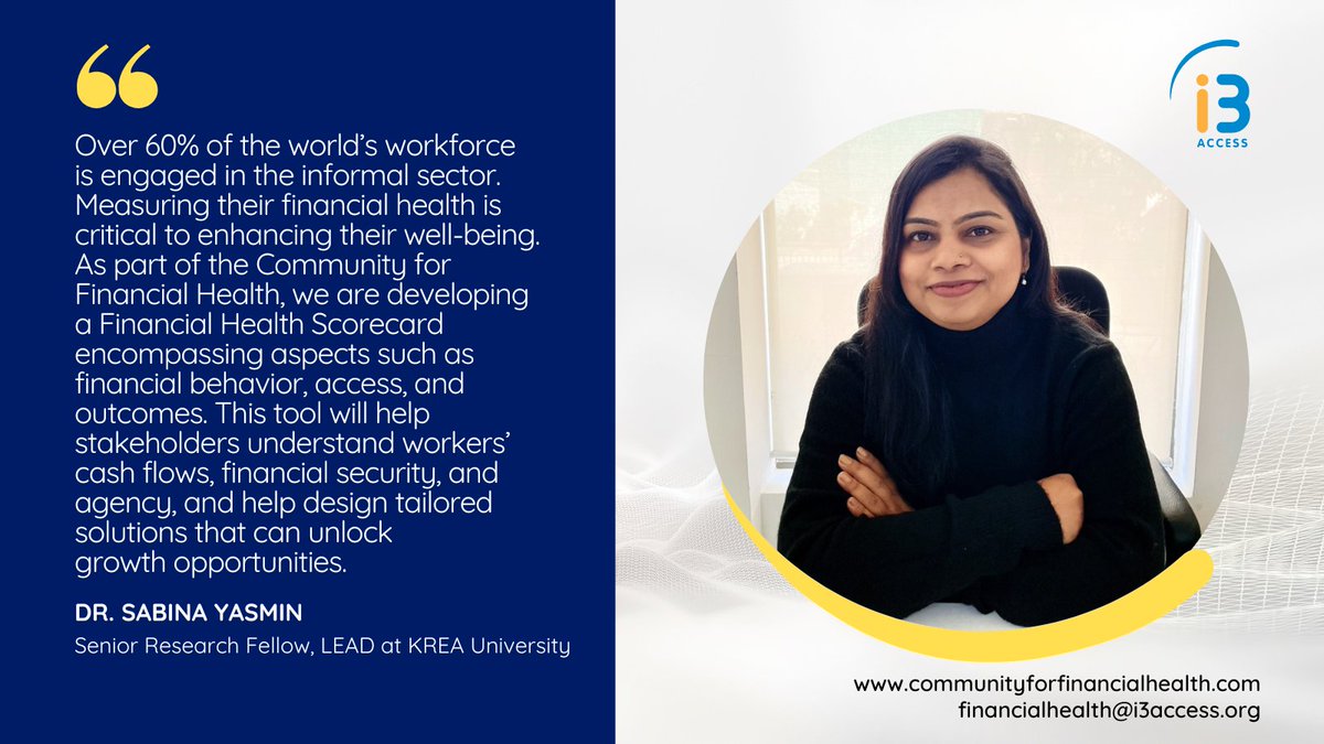 i3access's tweet photo. The #CommunityforFinancialHealth (CFH) is delighted to have @LEADatKrea as a research partner in this collective journey of empowering individuals with #financialresilience, enabling them to lead abundant lives. https://t.co/2ZUYBhiWMh