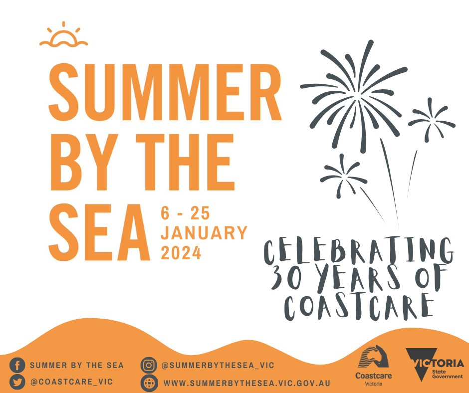 Are you a local event organiser and want to boost your exposure over the school holidays? 
Great! Get involved with Coastcare Victoria’s annual Summer by the Sea program in 2024.
Expressions of Interest are now open: forms.office.com/r/9E190Hwhnr