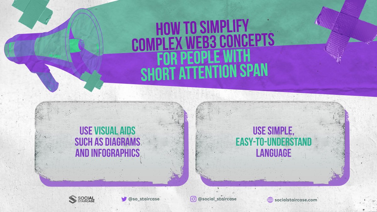 So_staircase's tweet photo. 🤔Short attention span? No problem! 

Use these tactics to catch your users' attention

#socialstaircase #web3marketing #nftmarketing https://t.co/hc5NLprOr9